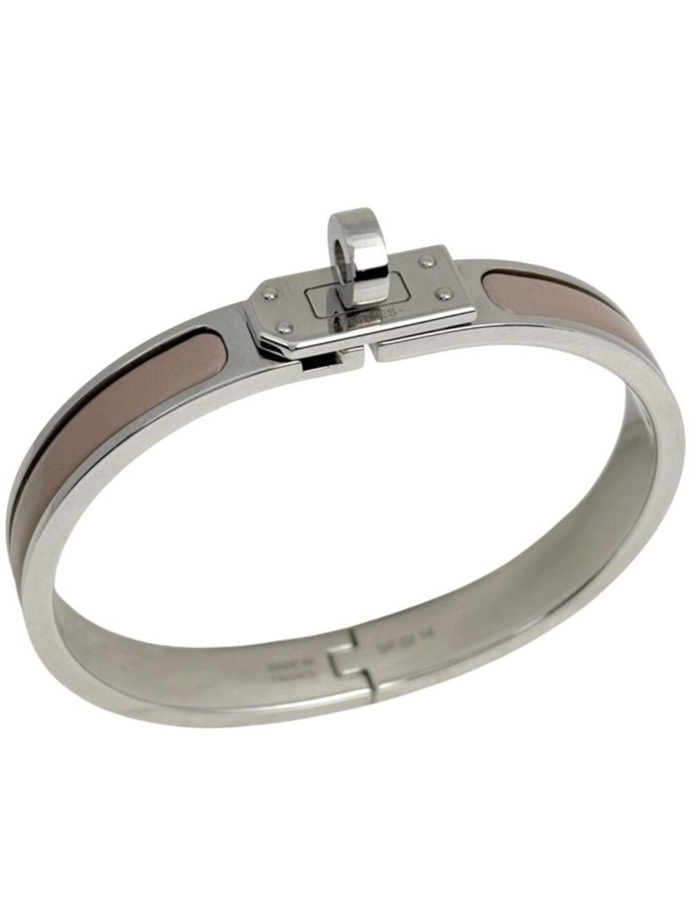 Hermes Mini Clic Kelly Bangle Metal Silver Greige Bracelet